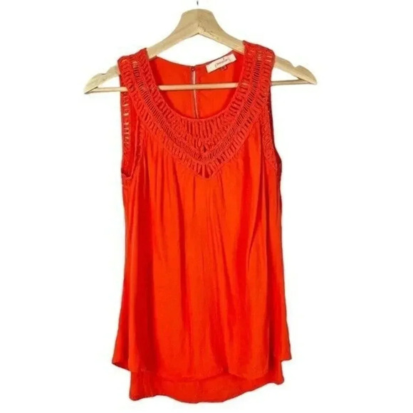 Boutique Pomelo Orange Crochet Bust Sleeveless Tank Top M - Picture 1 of 3